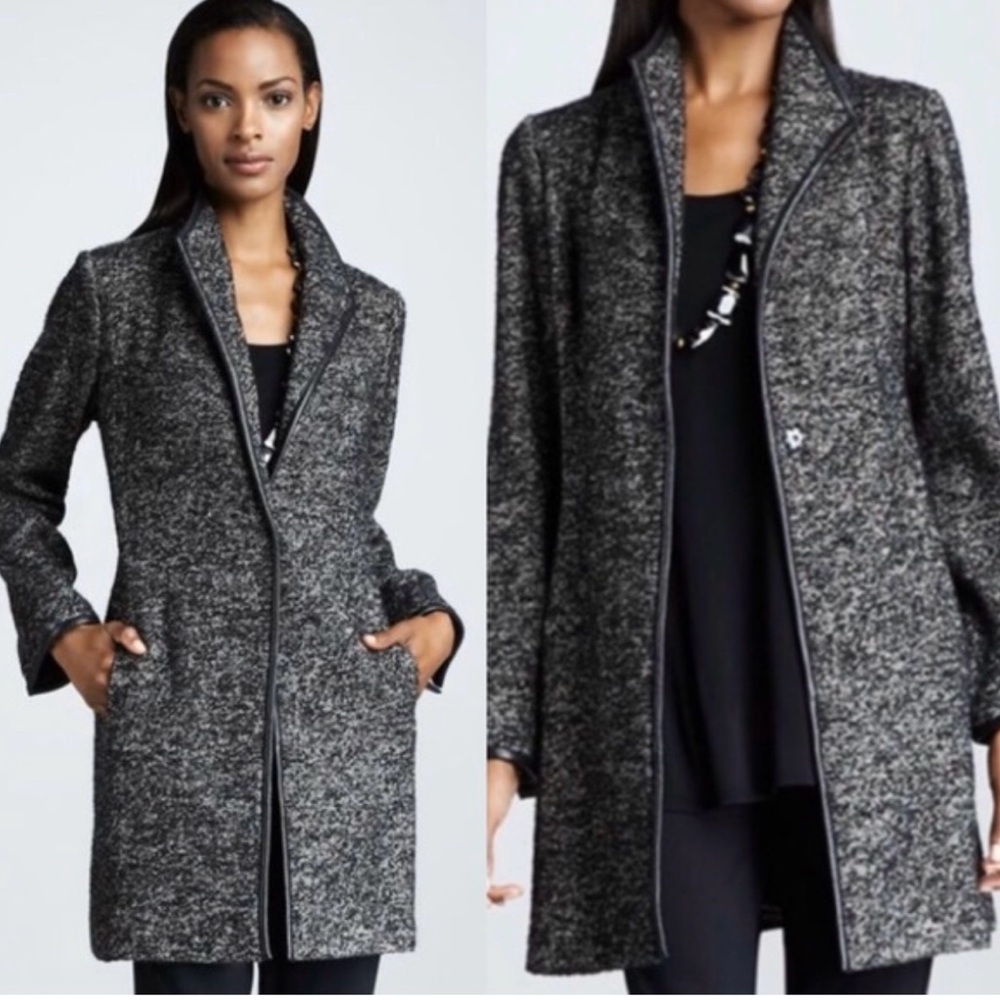 Eileen Fisher Speckled Boucle Tweed Jacket size M